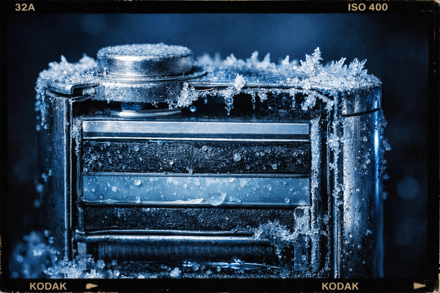 iPhone lithium-ion battery affected by freezing cold temperatures with ice formation