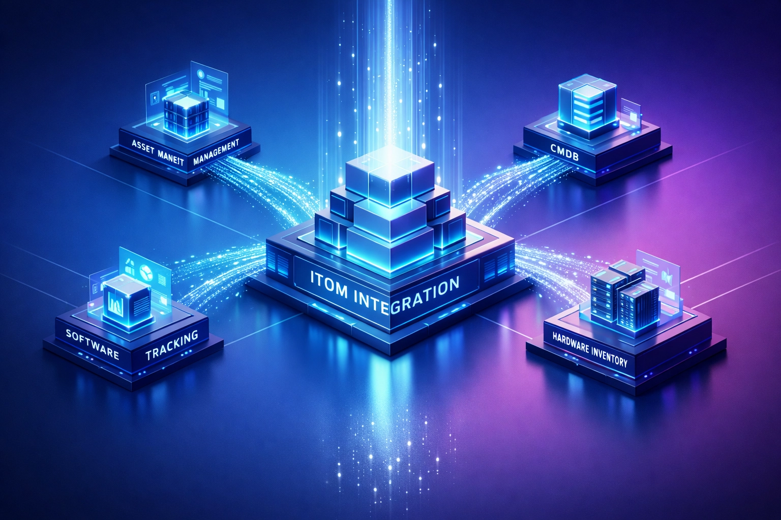 ServiceNow ITOM and ITAM integration showing connected systems for license management