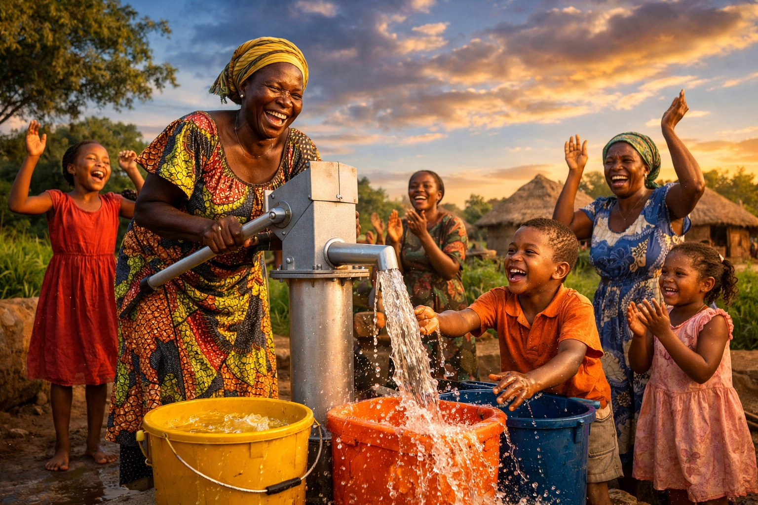African community celebrates new clean water well installation in rural village