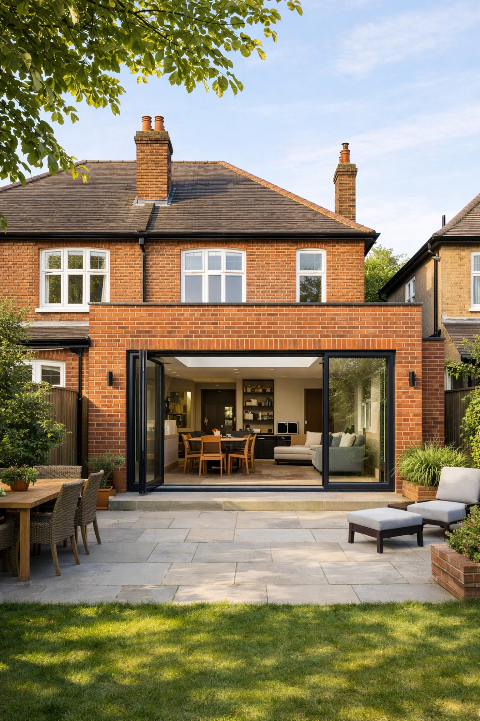 Completed two-storey rear extension on traditional London home by architects