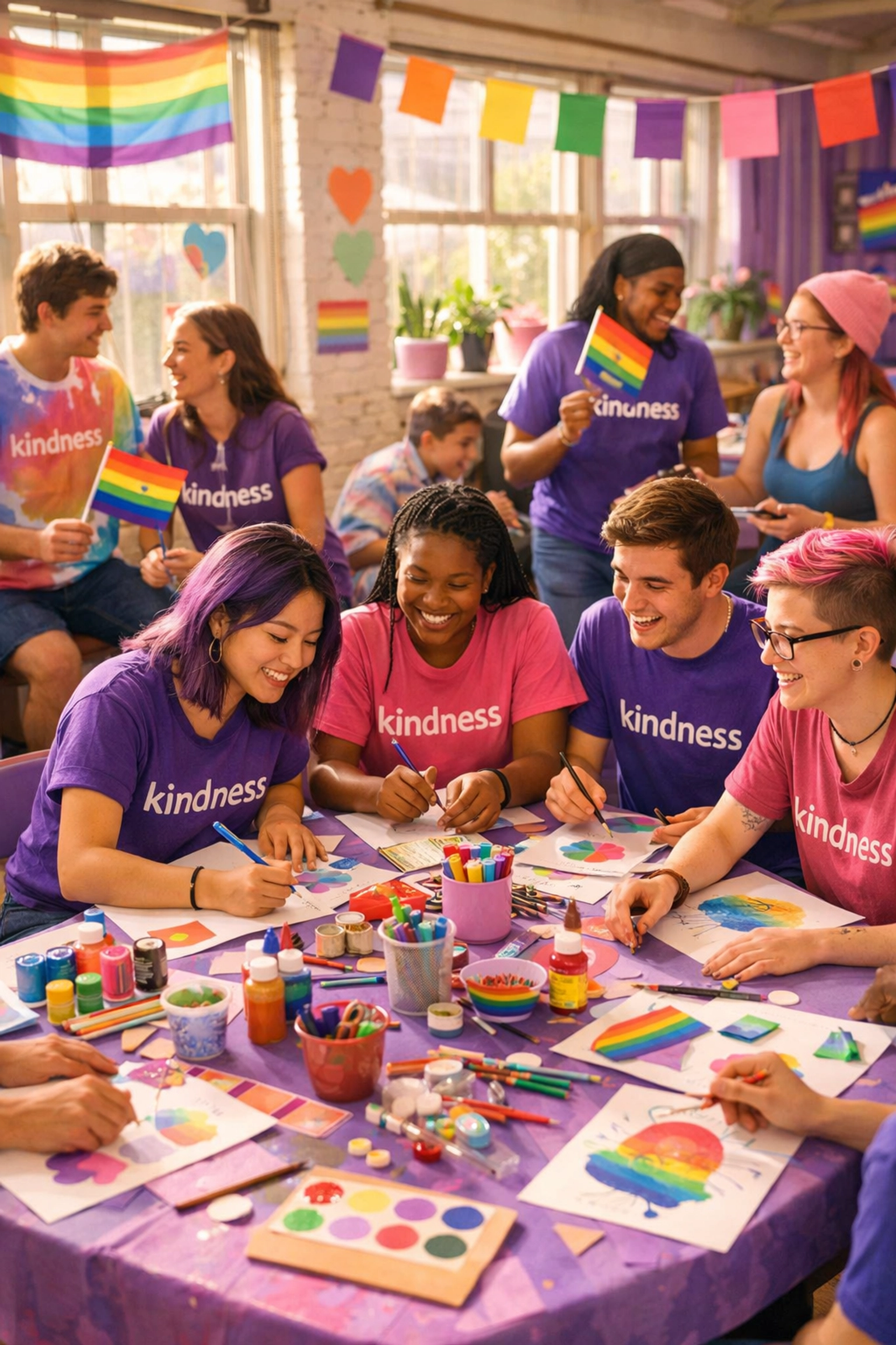 LGBTQ+ youth volunteers at Born This Way Foundation mental health and kindness event