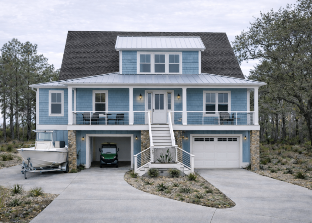 Two-story custom coastal home