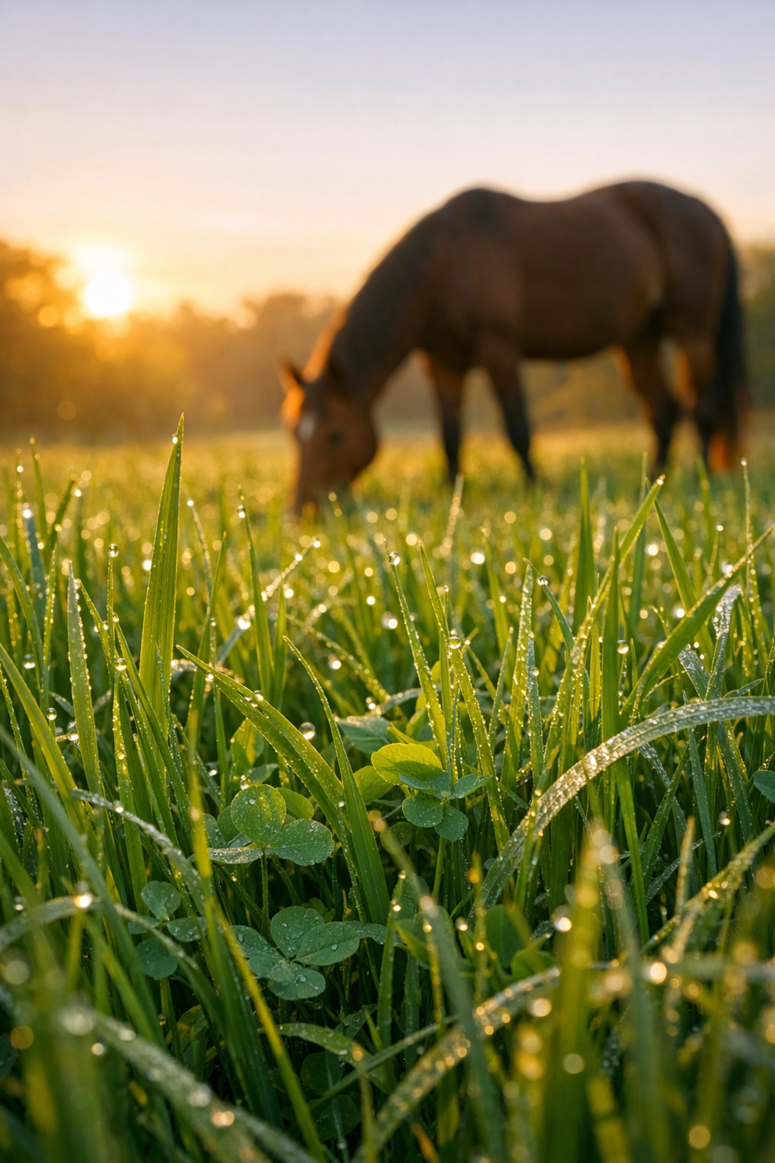 Healthy pasture grass at ideal grazing height on North Carolina horse property
