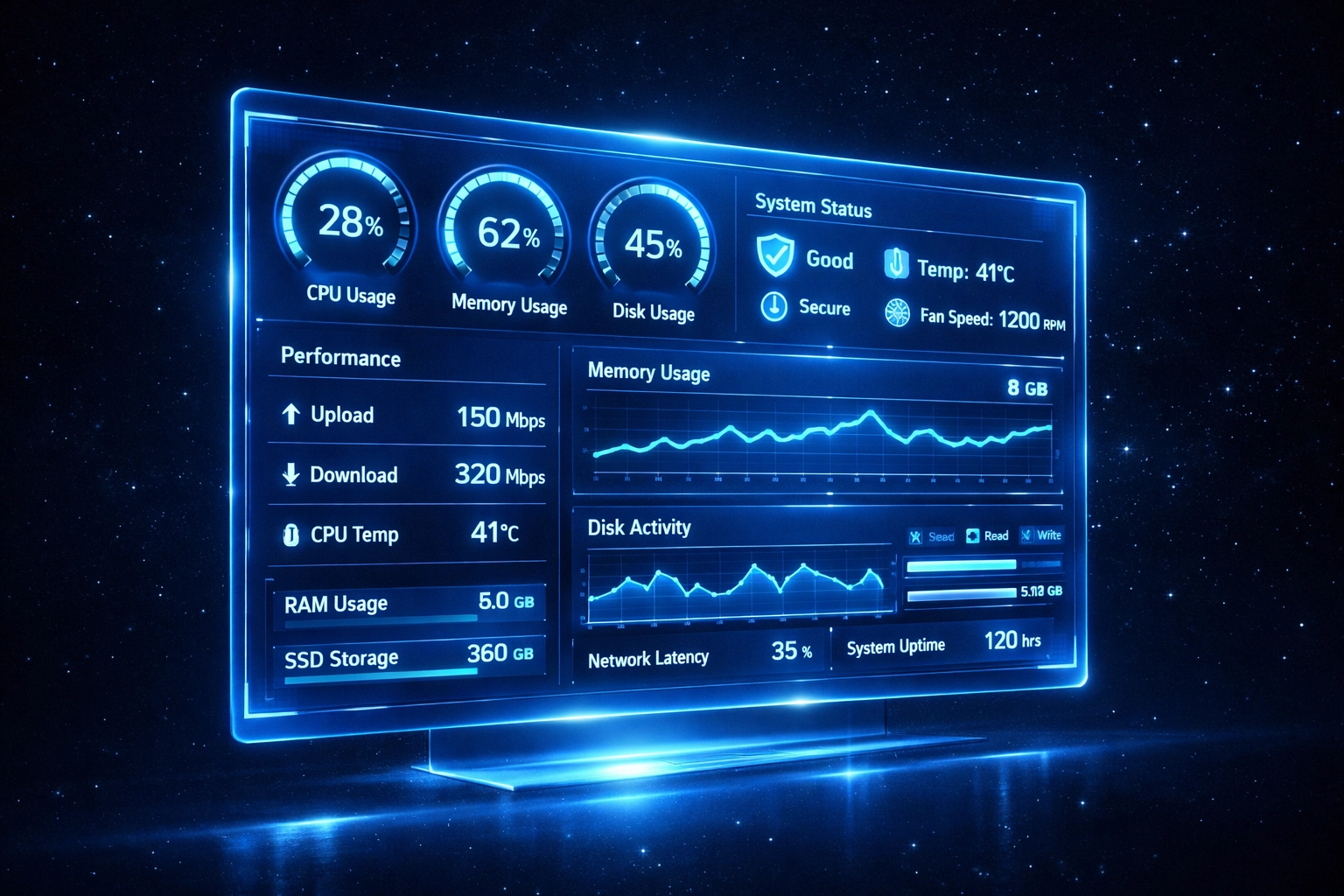 Microsoft PC Manager dashboard showing system performance metrics and health indicators