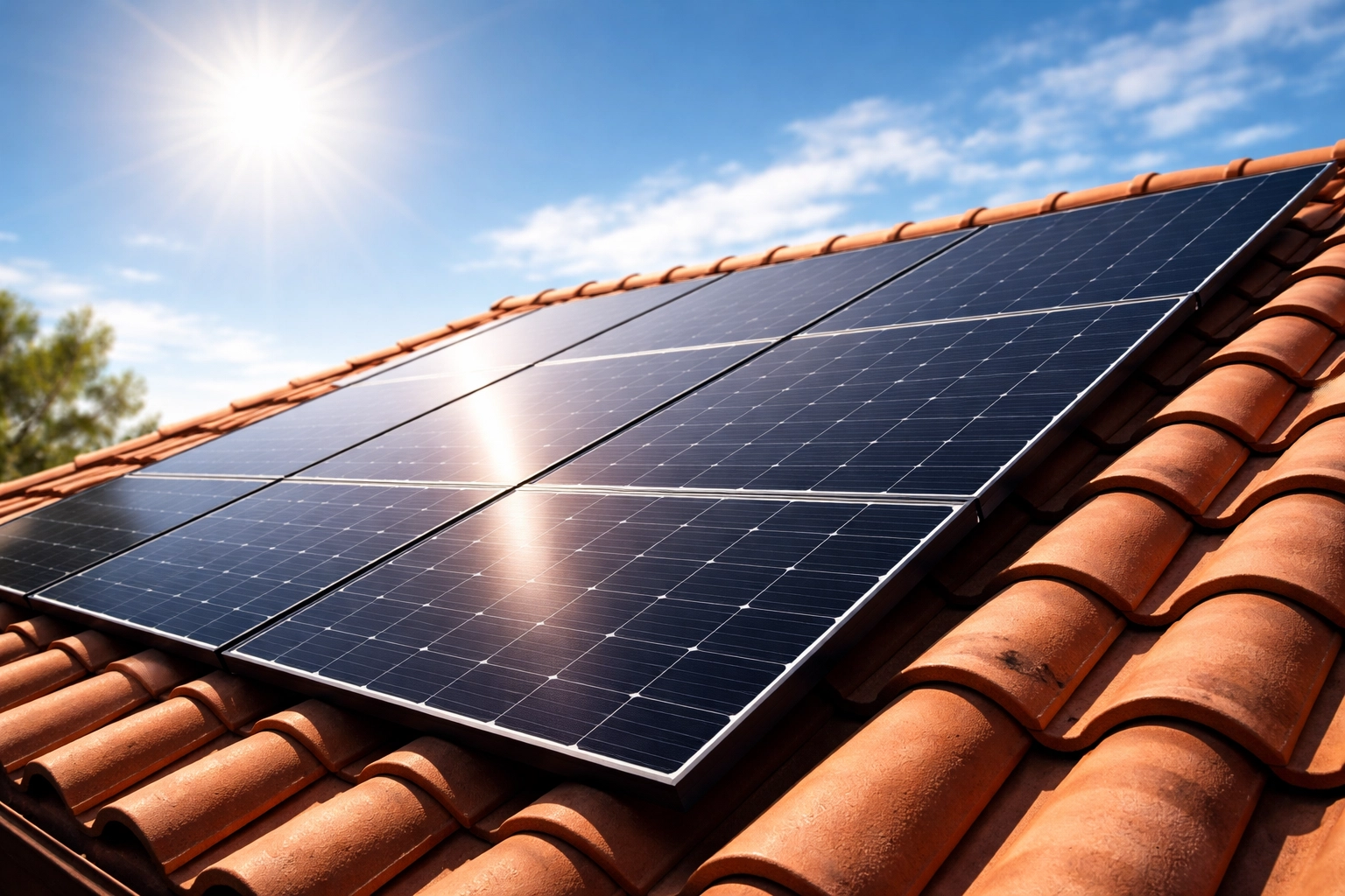 Close view of solar panels on a home roof in Buckeye, highlighting energy savings for Arizona healthcare home buyers
