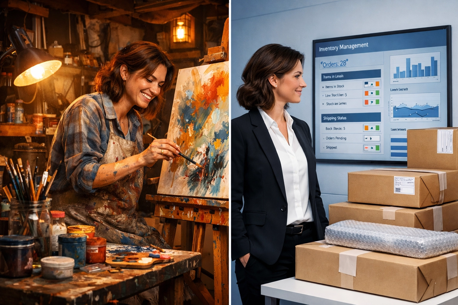 Visual comparison of a creative hobby versus a professional business for quarterly taxes for self employed classification.