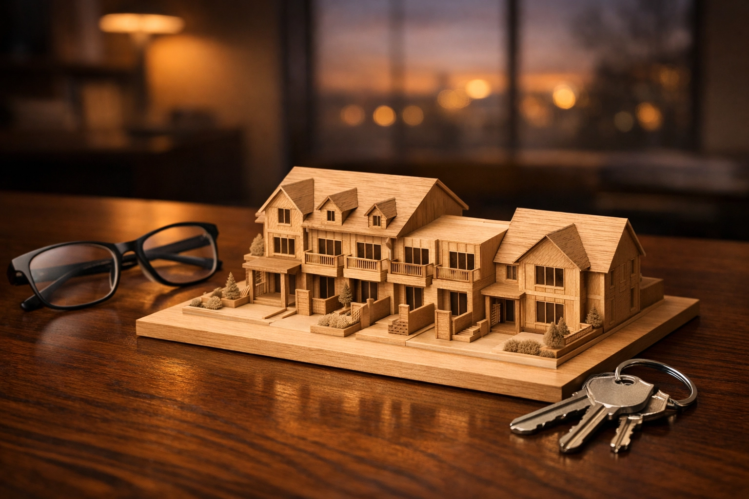 HMO property model and house keys illustrating professional buy-to-let investment strategies.