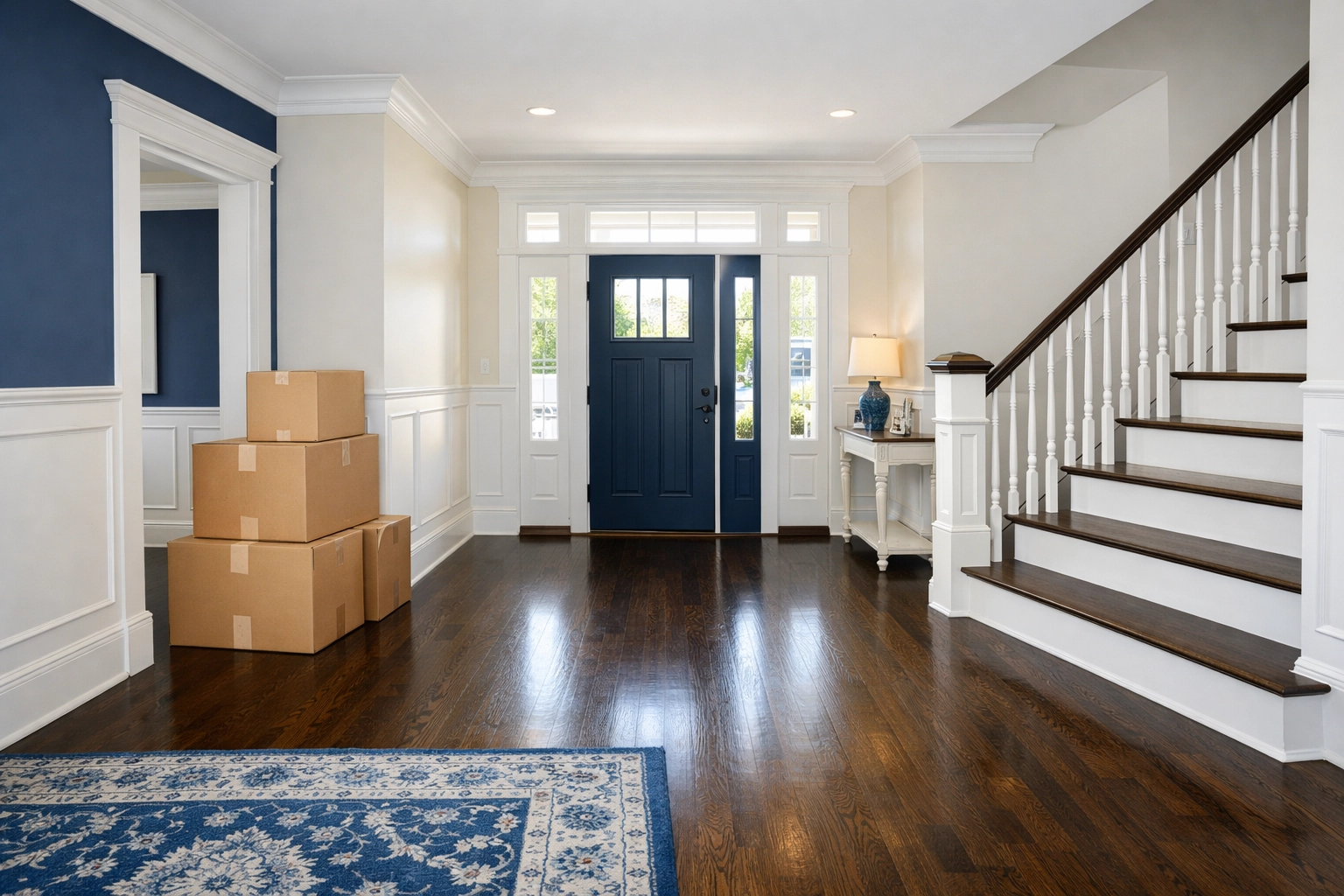Professional Cleaners Everett MA preparing a spotless foyer for a move-out cleaning transition.