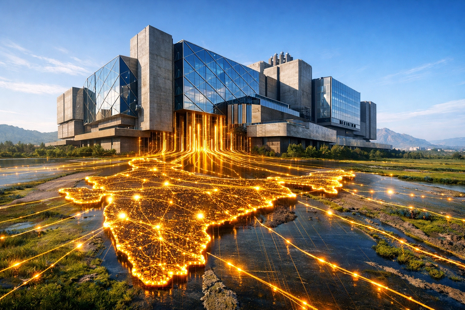 Large-scale AI data center facility in Hyderabad boosting India's sovereign computing capacity and digital growth.