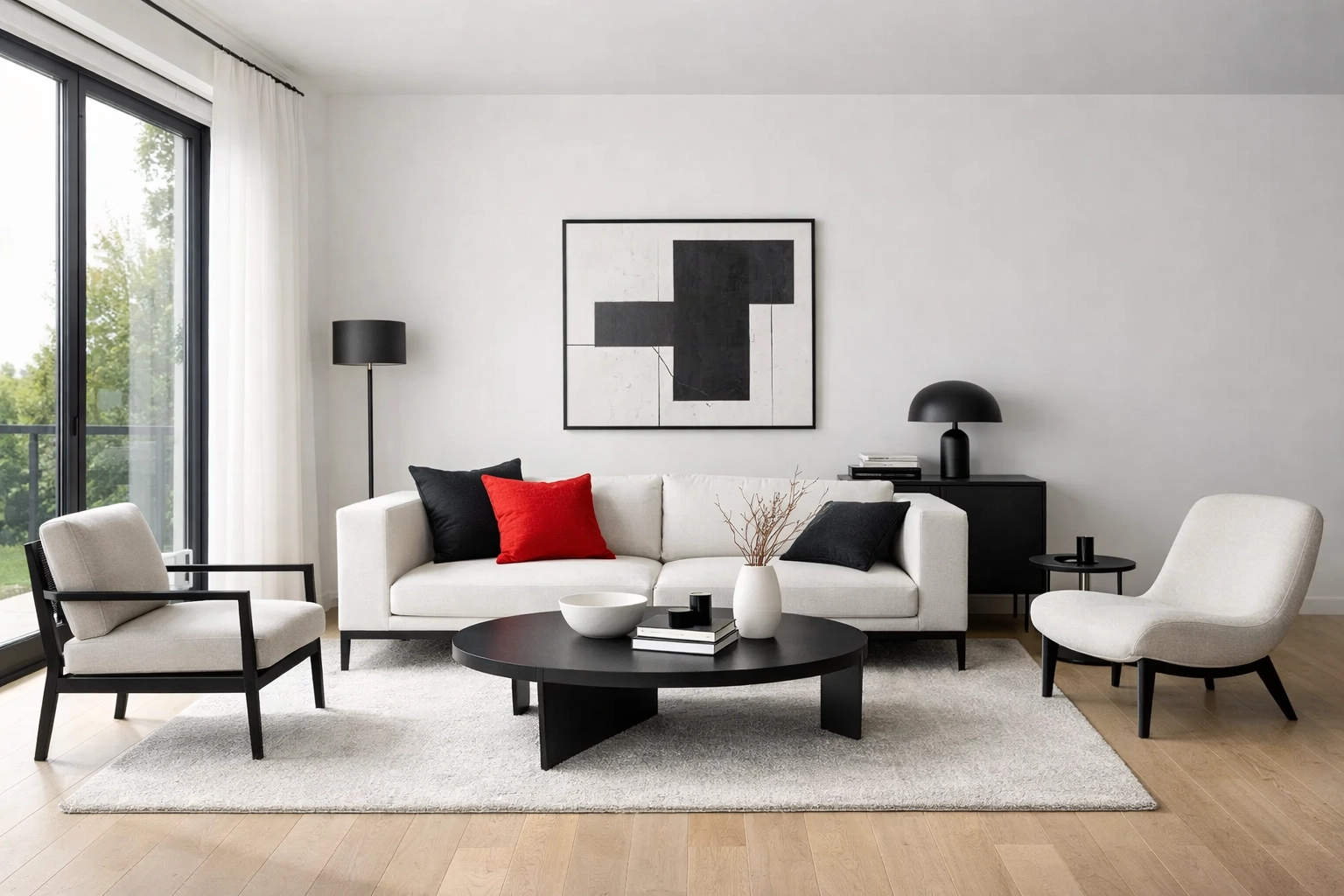 Salon moderne bien aménagé pour la mise en vente d'une propriété à Québec