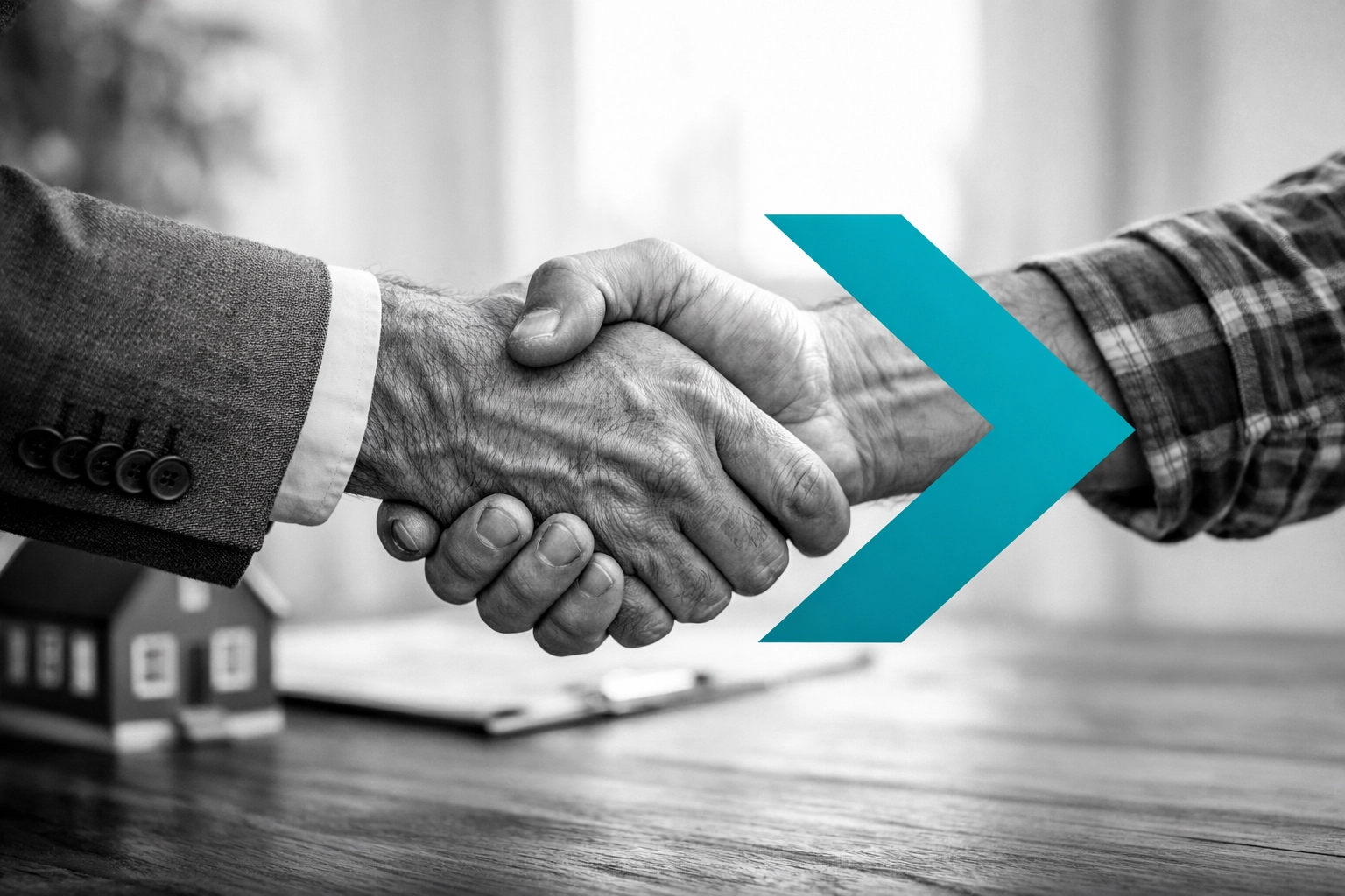 Handshake between contractor and client representing a successful partnership and marketing ROI.