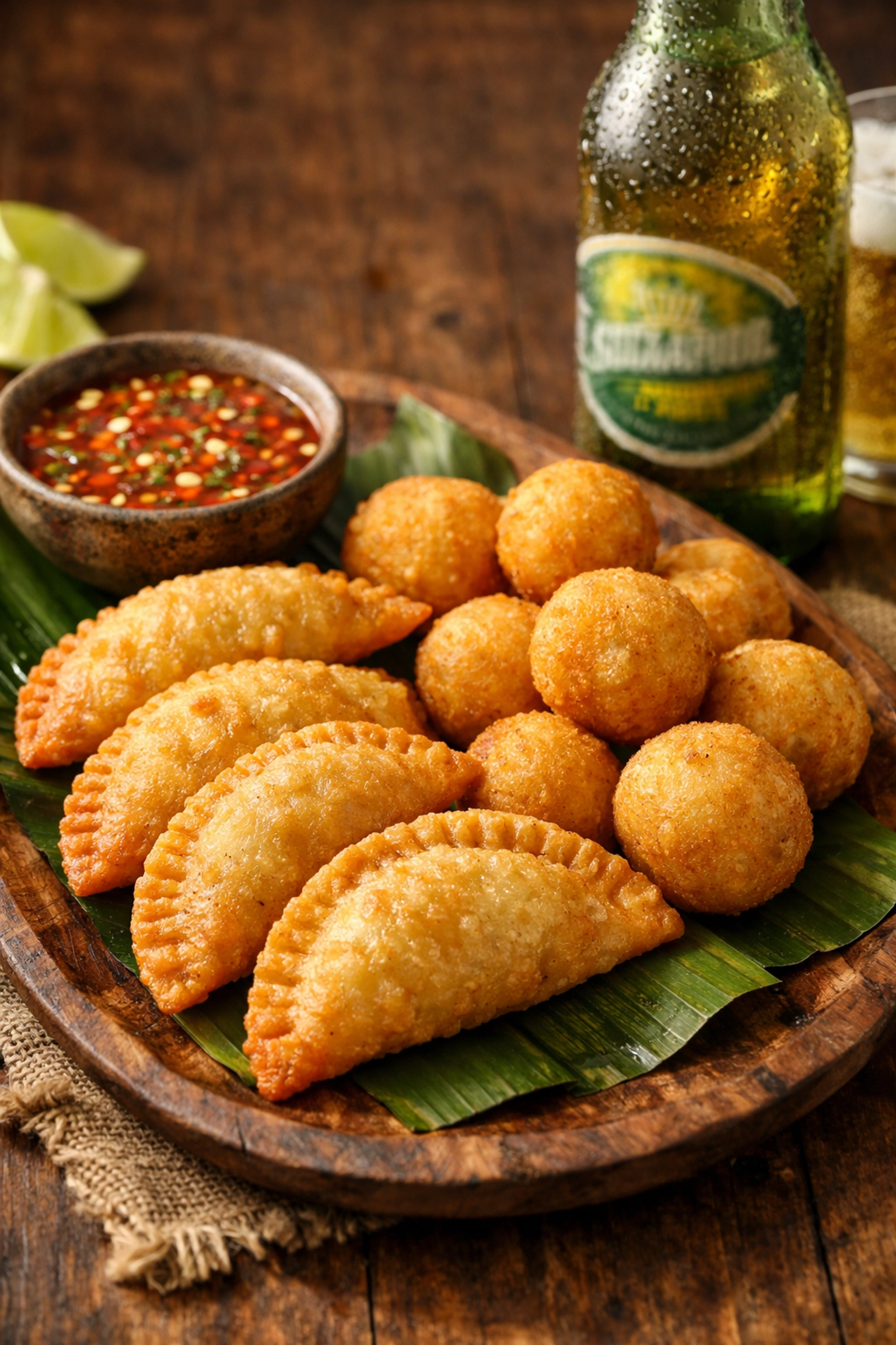 Delicious Dominican snacks including chicken empanadas and yuka balls at Amber Cove port.