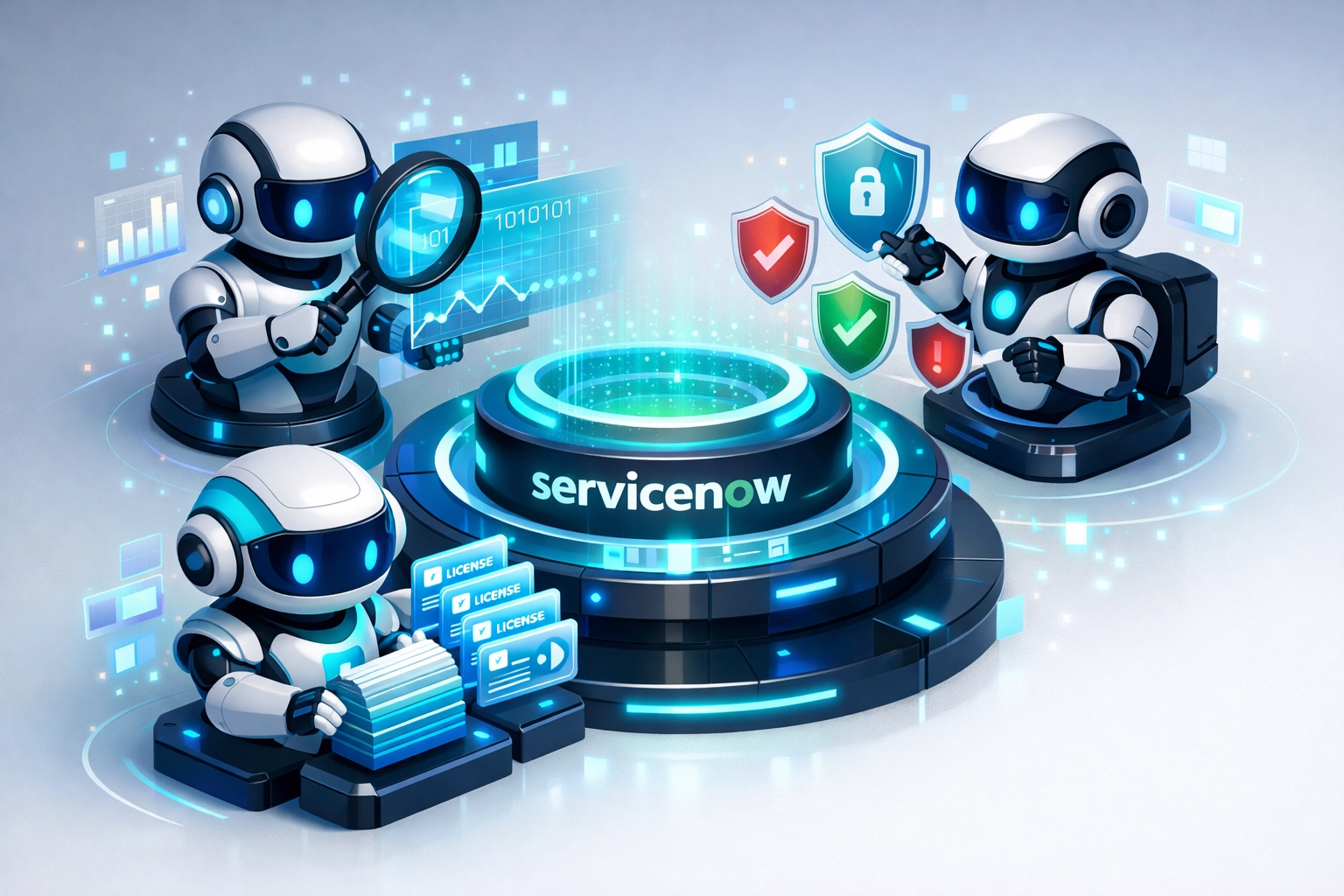Three agentic AI agents optimizing ServiceNow license allocation and compliance monitoring