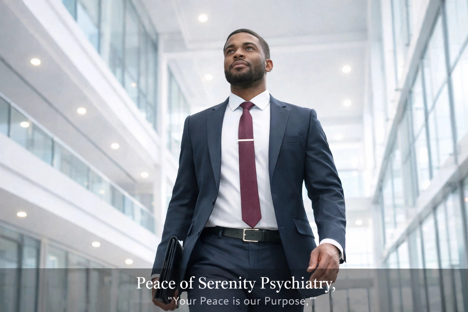 Confident professional walking in a modern office building, symbolizing empowerment and finding your voice.