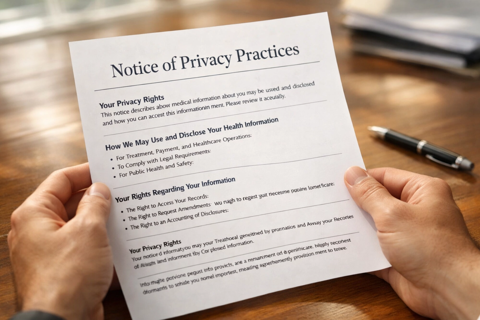 Healthcare provider reviewing Notice of Privacy Practices for 42 CFR Part 2 compliance