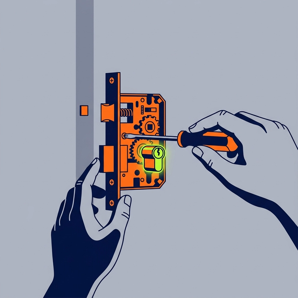 Professional locksmiths Bristol performing a precision door lock installation for home security.