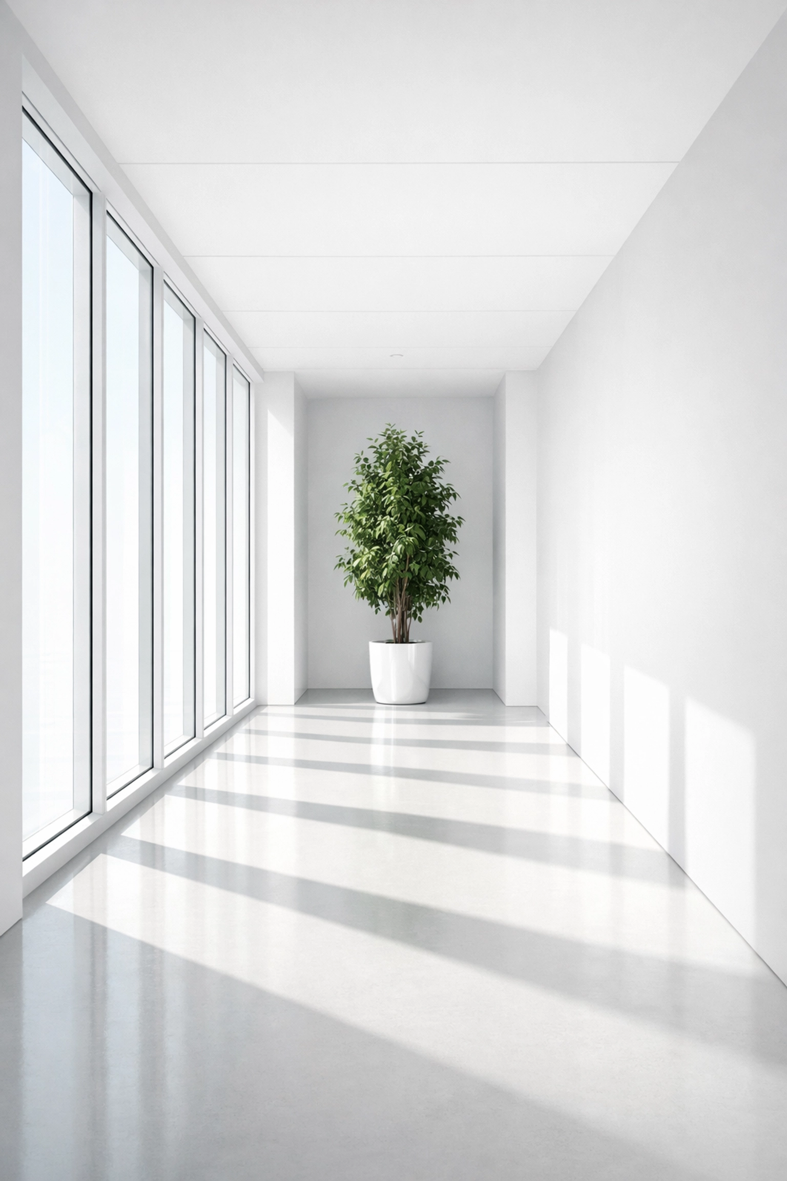 Bright minimalist architectural hallway symbolizing intuitive website navigation and site structure.