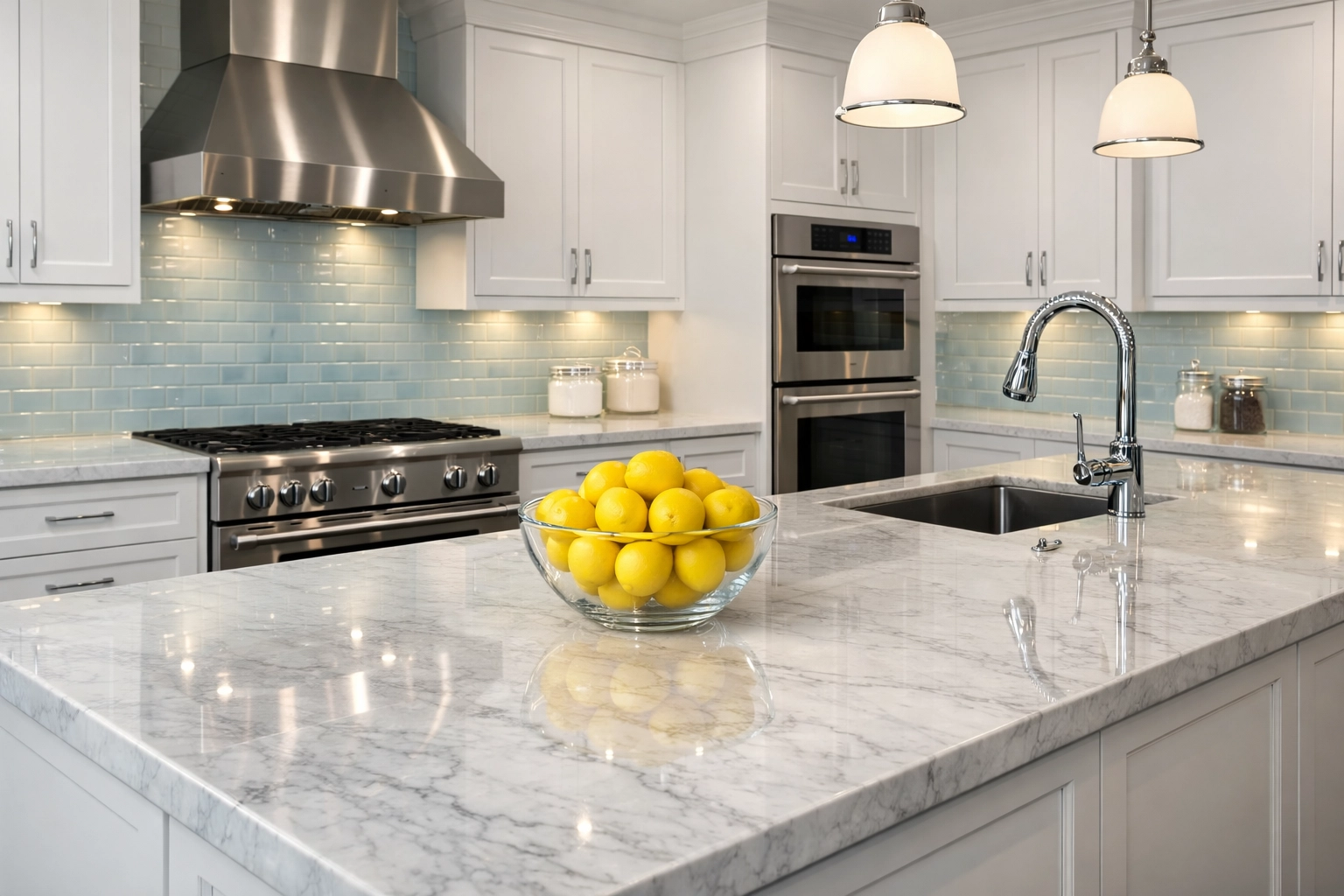Sparkling clean luxury kitchen in Groton, MA, highlighting the value of professional selling home cleaning.