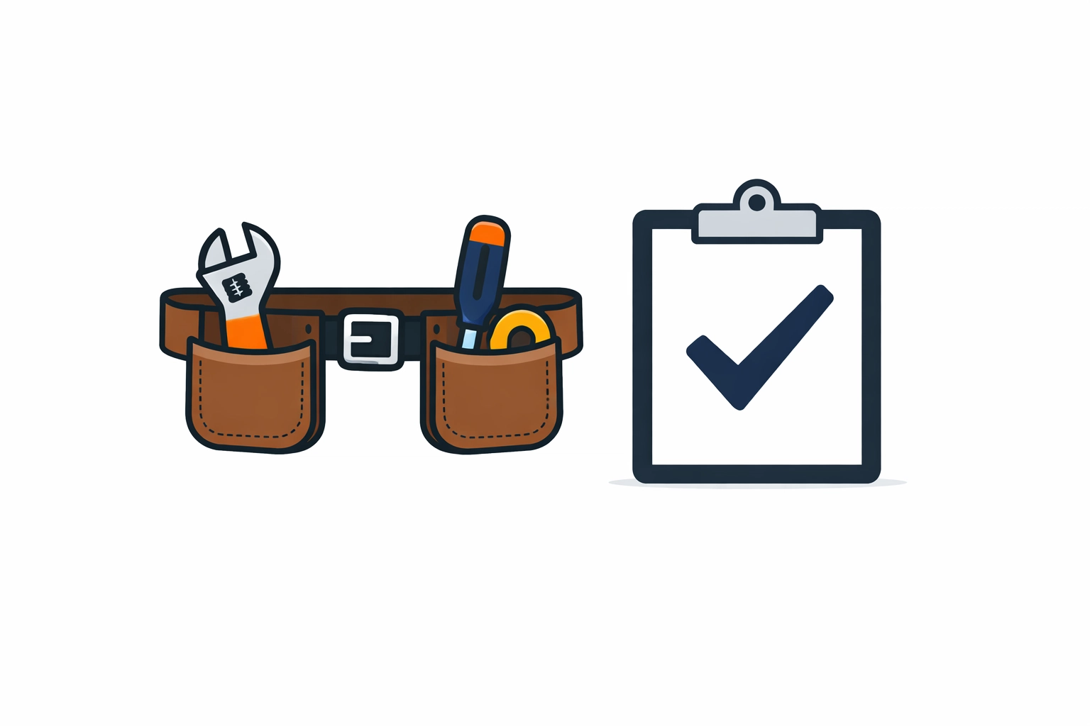 Professional handyman tool belt and maintenance checklist for rental property repairs in Vancouver.
