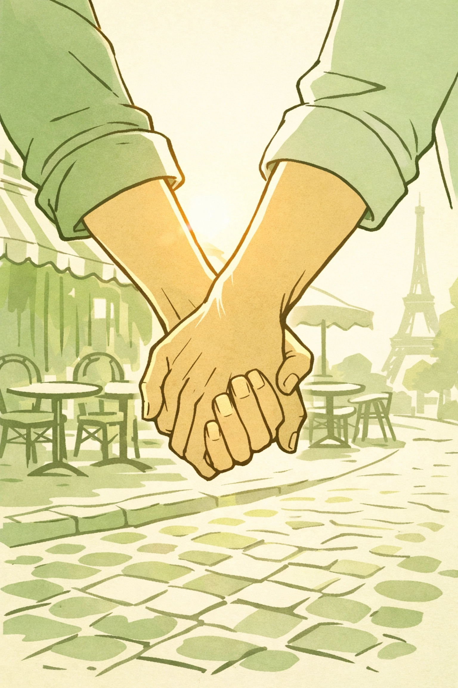 Two women holding hands publicly in Paris after escaping Iran - LGBTQ+ freedom