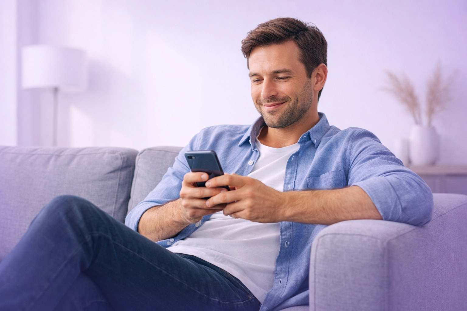 Man applying for payday loans online with ease using his smartphone from home.