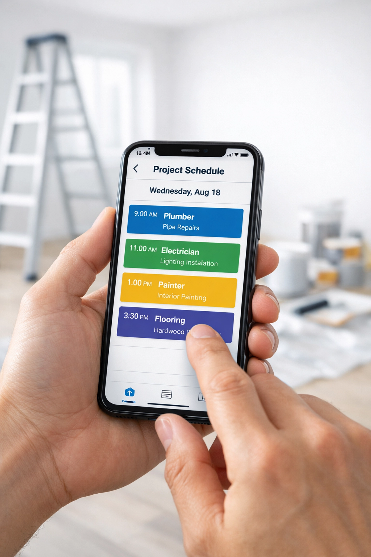 Property manager using scheduling app to coordinate apartment turnover vendors