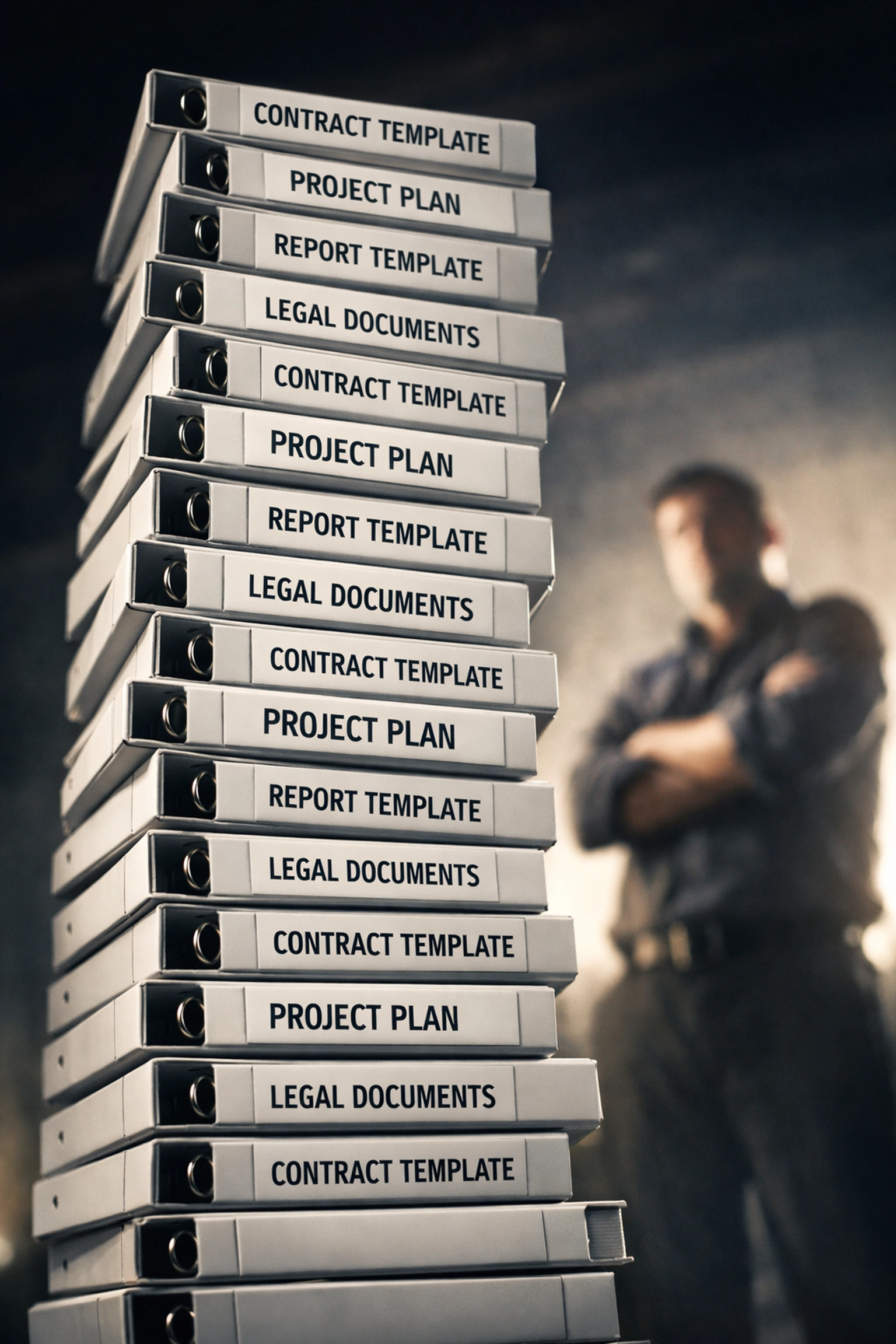 Stack of generic consulting templates representing cookie-cutter approach to environmental projects