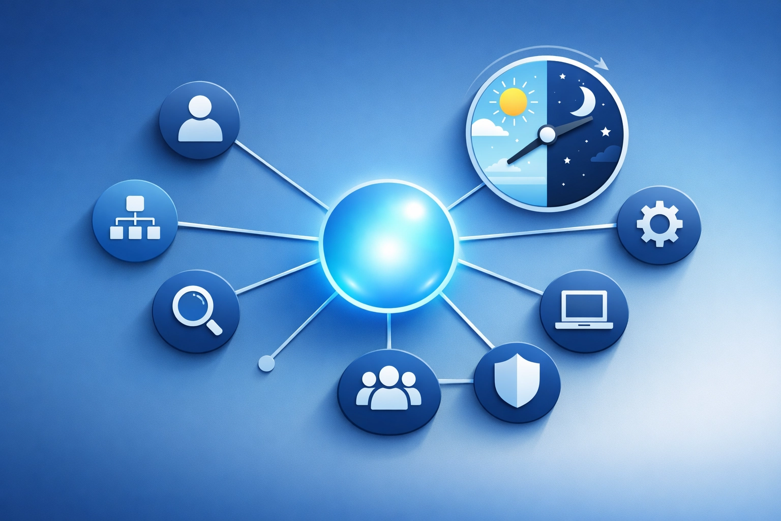 Network monitoring system with 24/7 out-of-hours IT support coverage structure