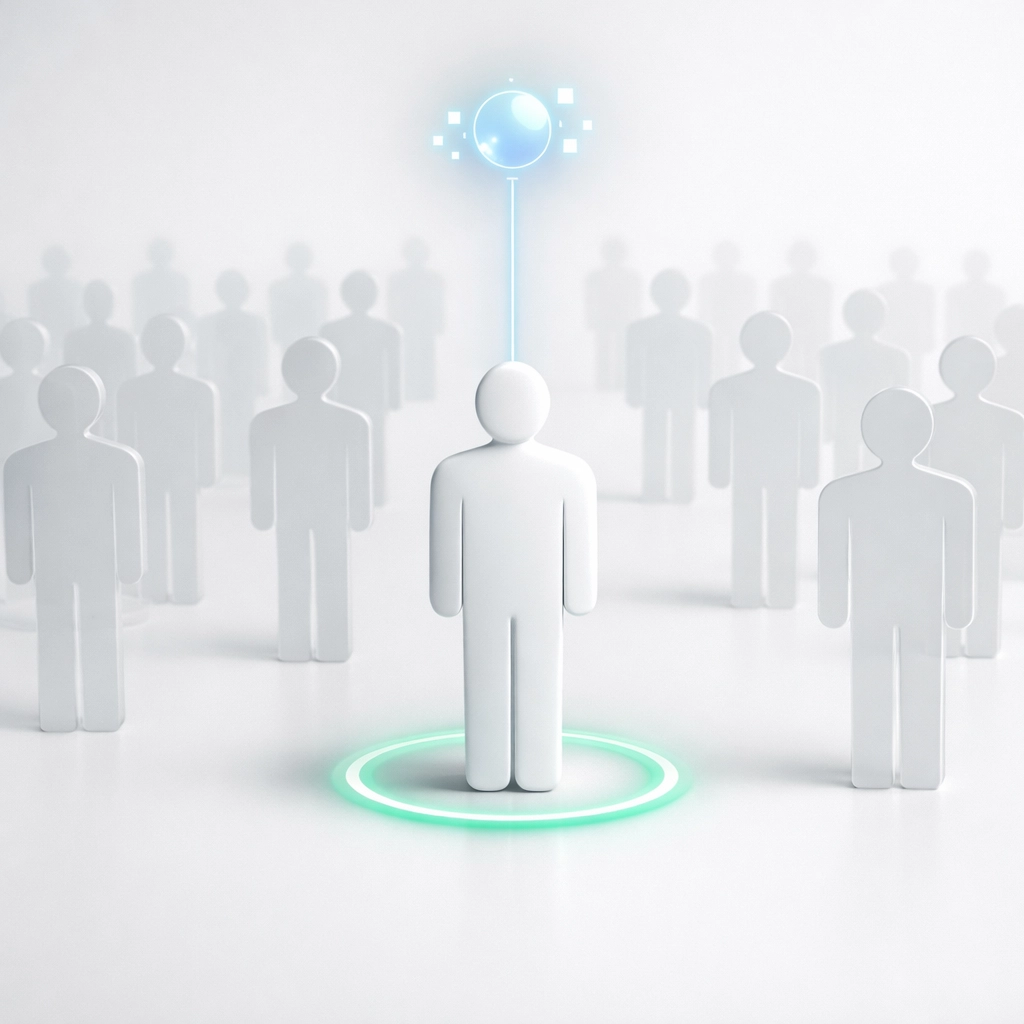 A highlighted figure representing entity authority and trusted expertise in AI-driven search results.