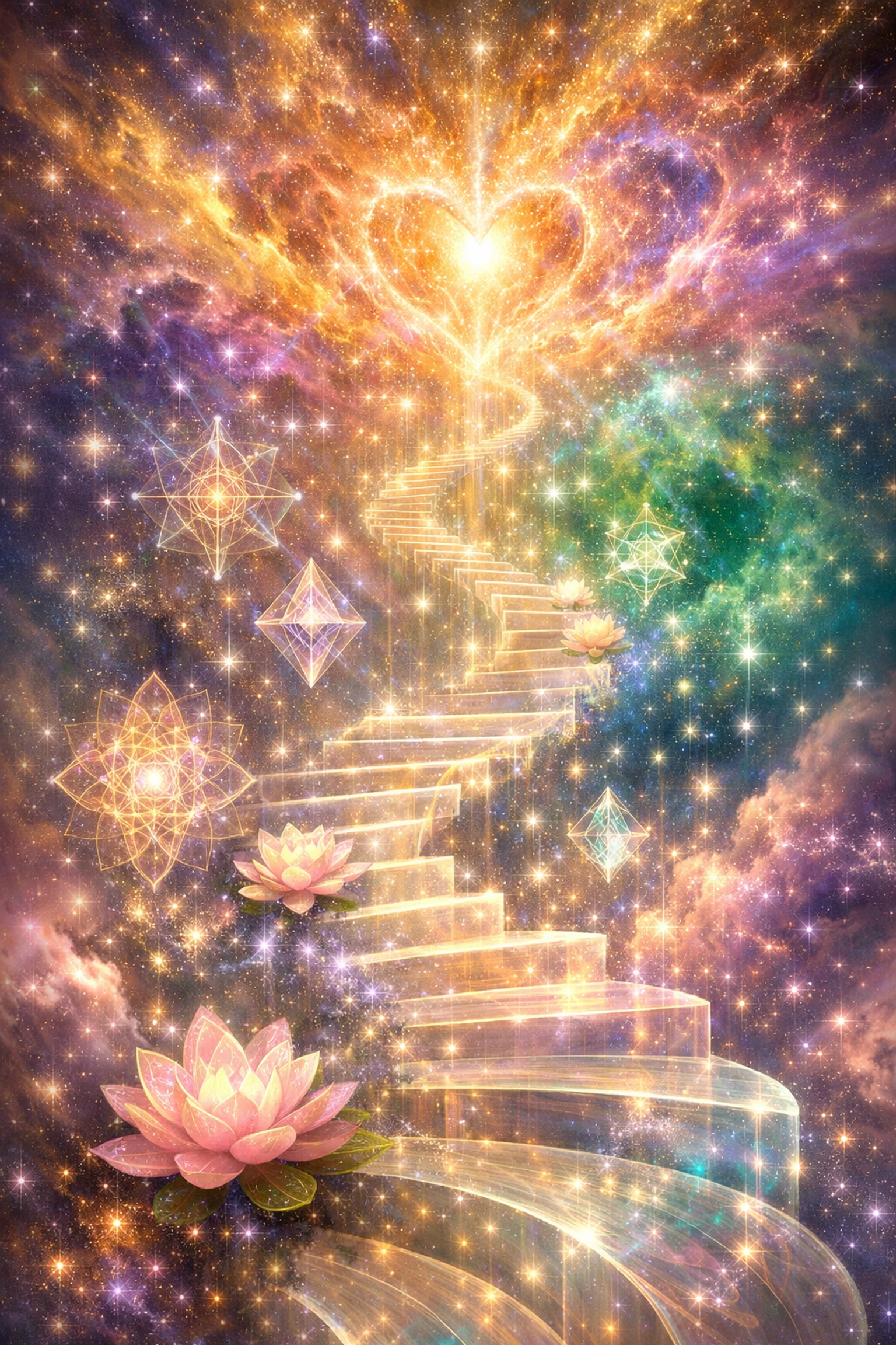 A celestial light staircase representing resilience and stop feeling like life is passing you by.