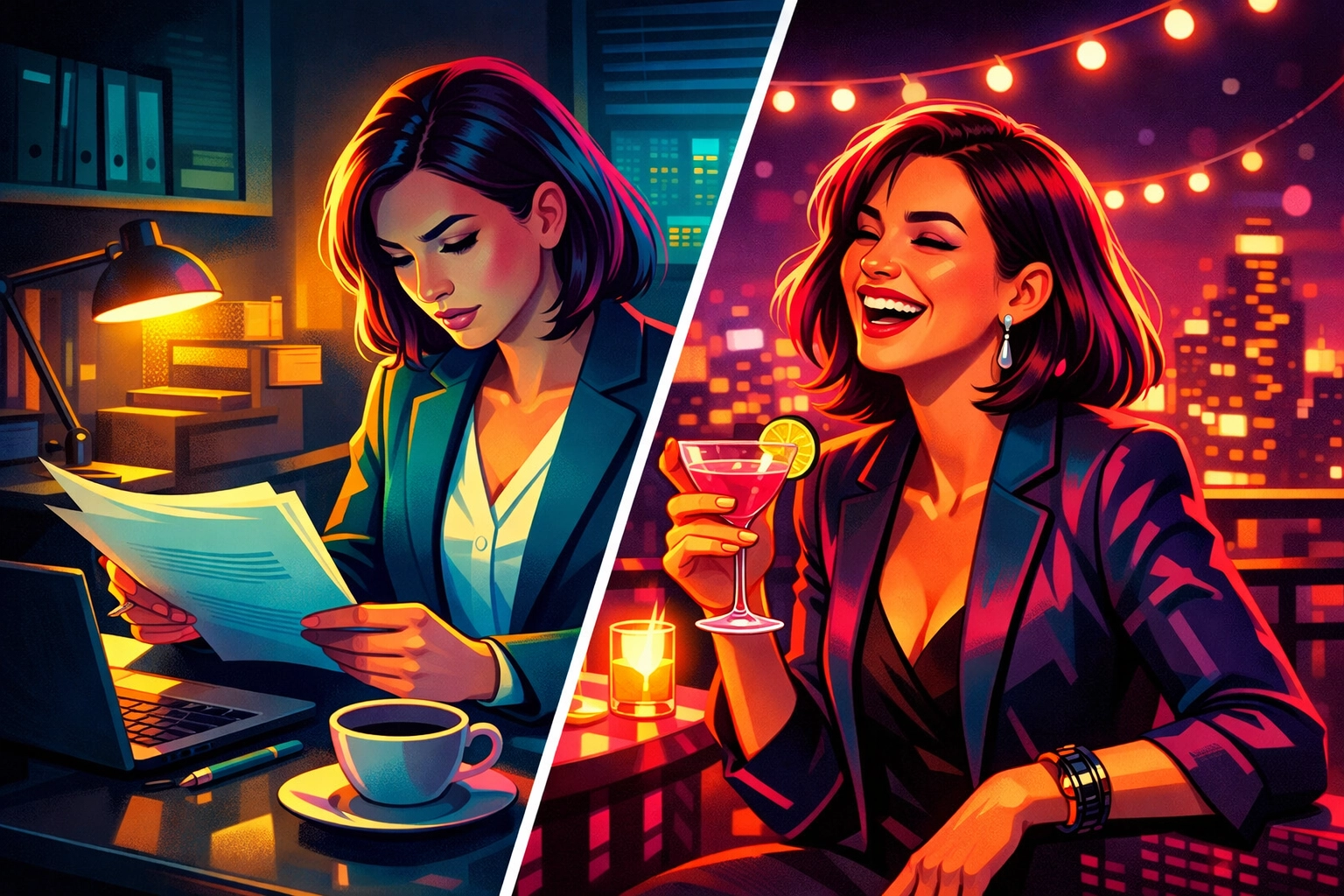 Professional woman maintaining work-life boundaries between office and after-hours
