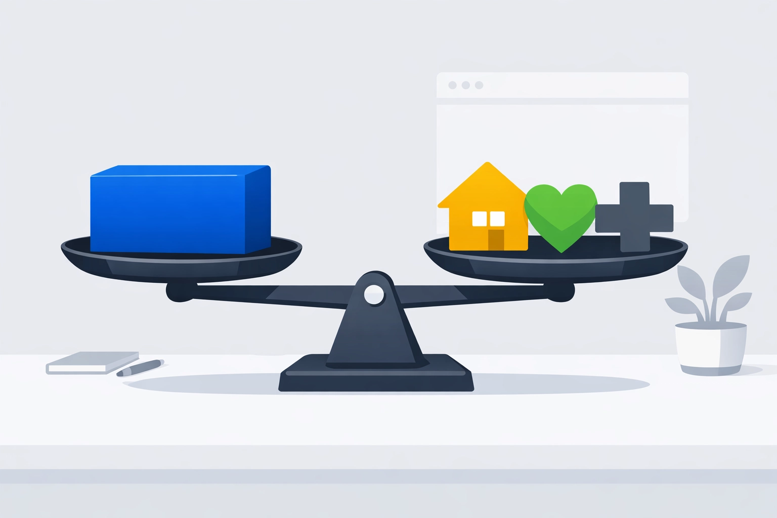 A scale comparing the 2026 standard deduction against itemized deductions like mortgage interest and medical expenses.