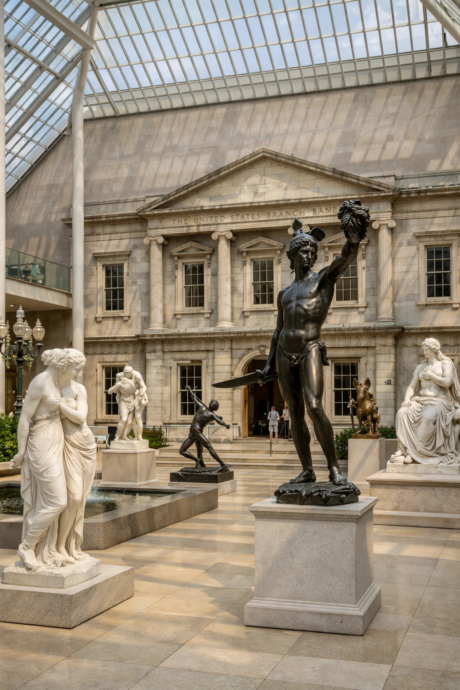 The sunlit Charles Engelhard Court at the Met Museum, one of the best photography locations in NYC.