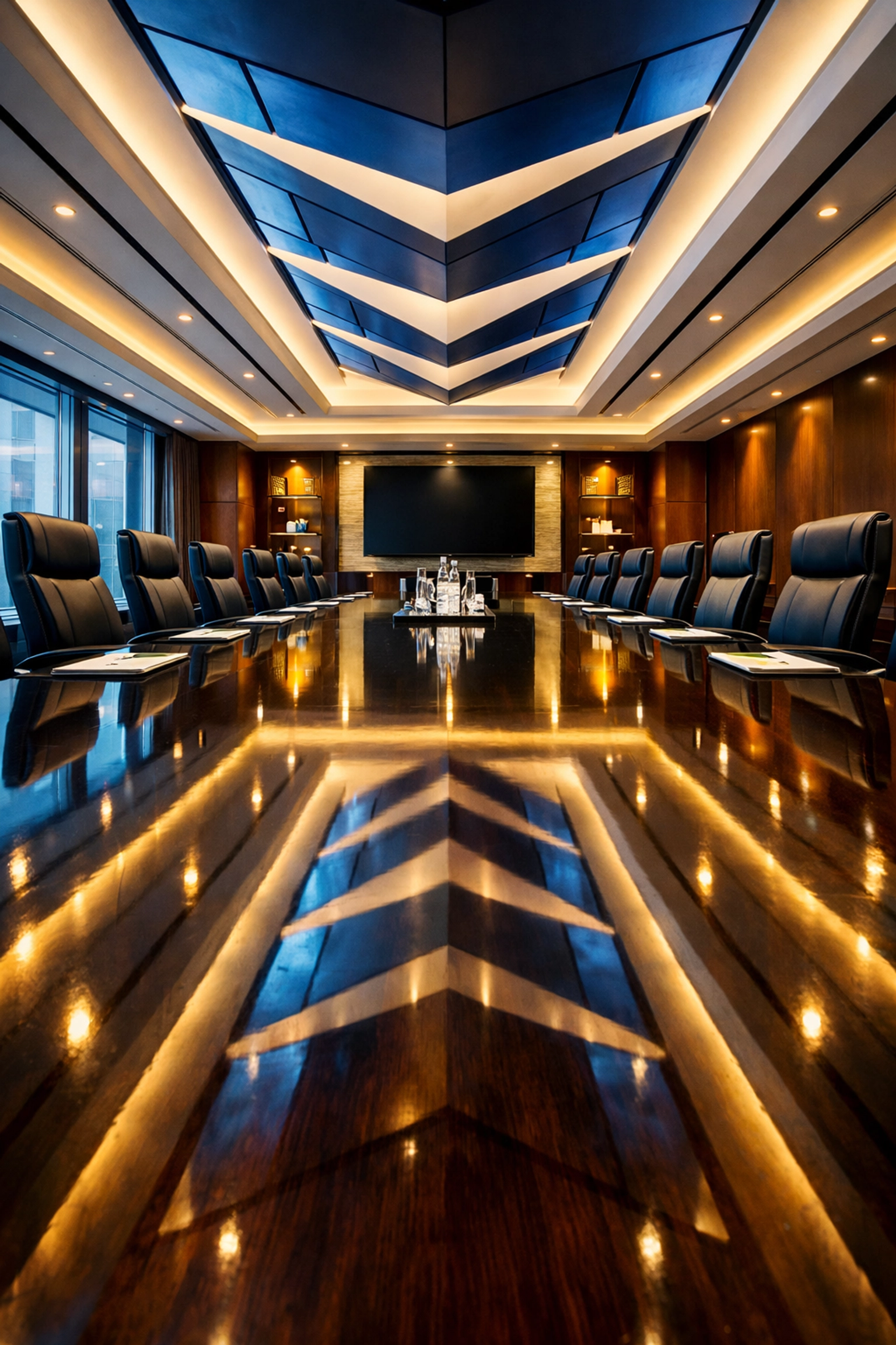 A polished executive boardroom in Townsend, MA, demonstrating high-end commercial cleaning results.