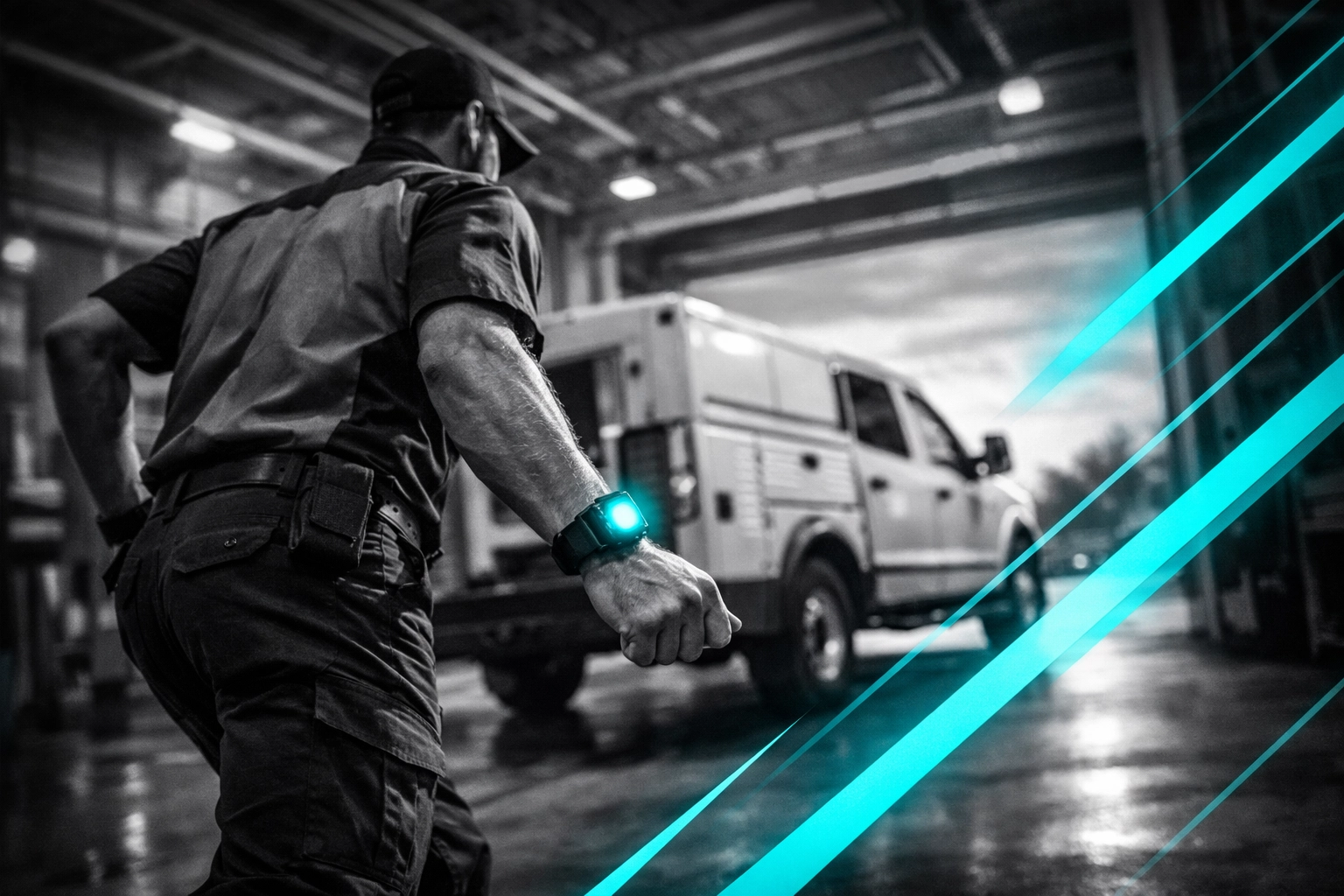 Service technician responding to an urgent lead notification on a smartwatch for fast customer follow-up.