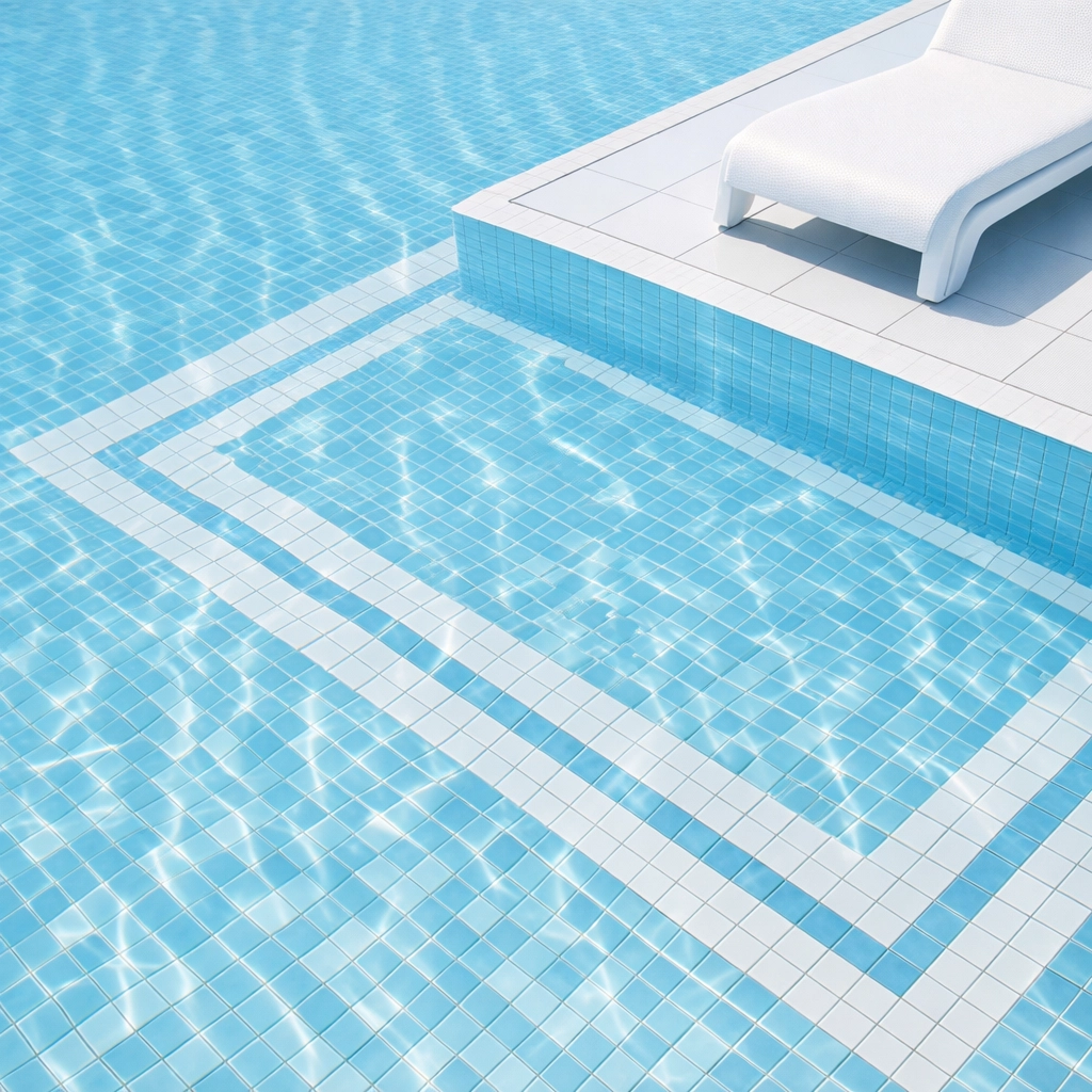 Pristine swimming pool water representing customer retention for a high-value pool route.