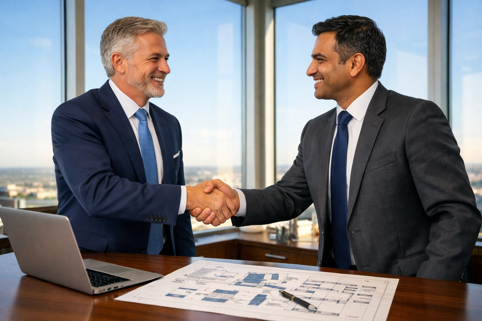 Professional handshake representing a successful partnership with a ServiceNow implementation partner.