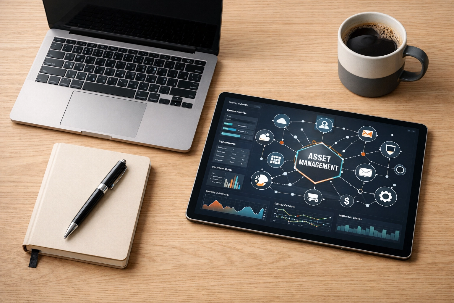 A modern workspace showing an ITOM and ITAM dashboard to optimize ServiceNow license ROI.