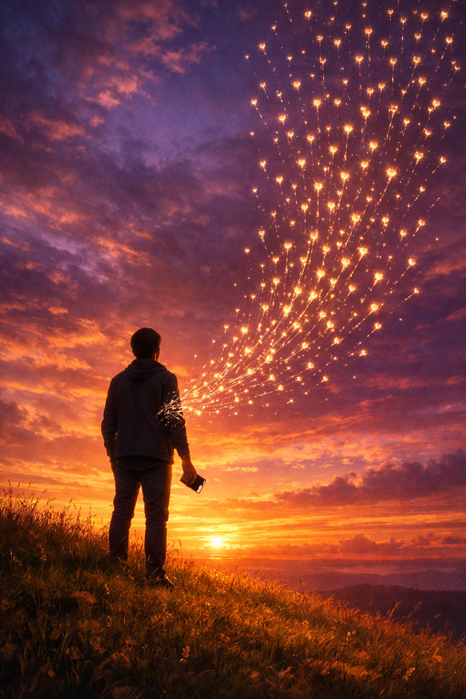 Person breaking free from digital addiction tethers to reclaim mental clarity and digital sovereignty.