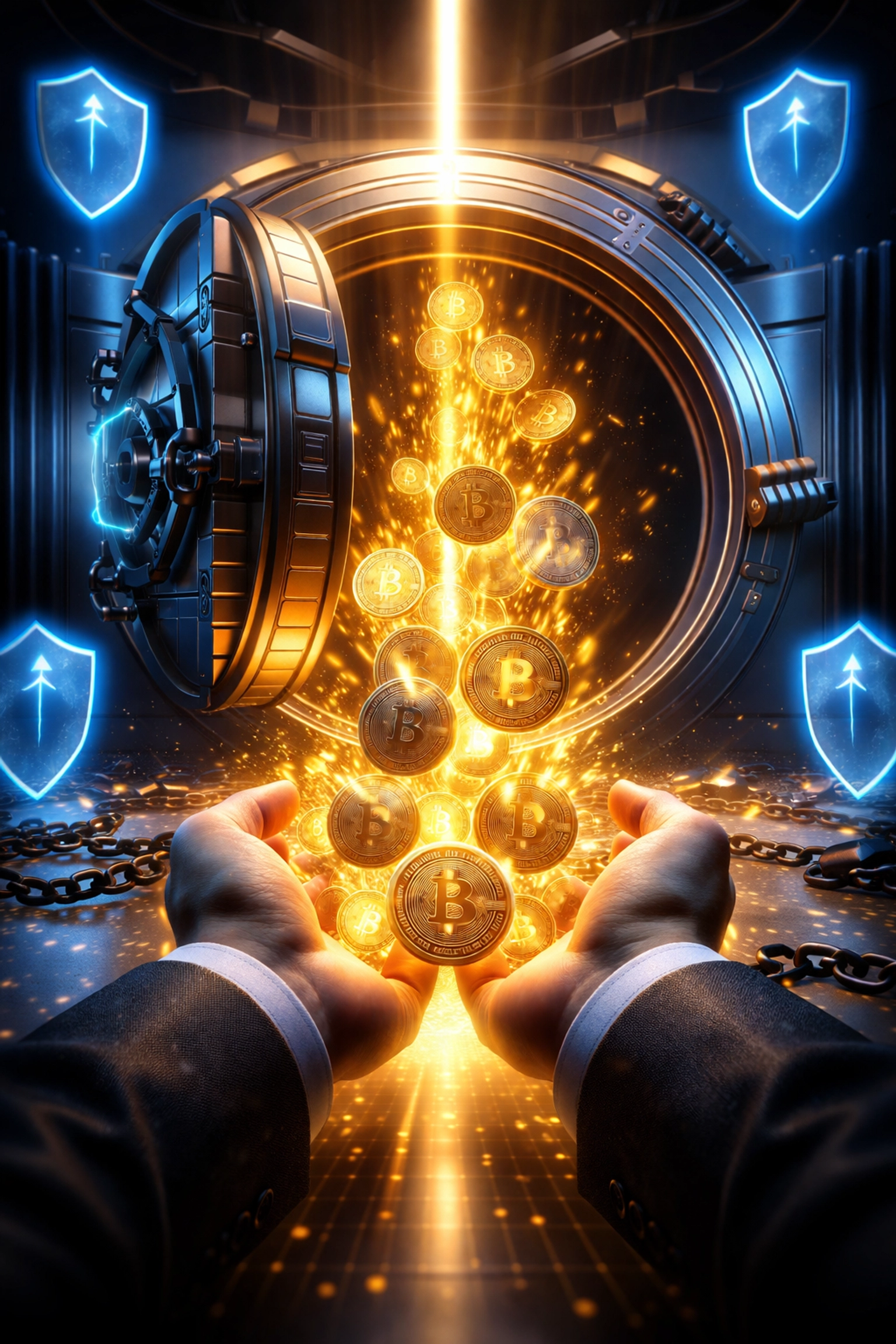 Merchant receives cryptocurrency directly from a secure digital vault, highlighting Larecoin’s self-custody and control benefits for crypto payment systems.