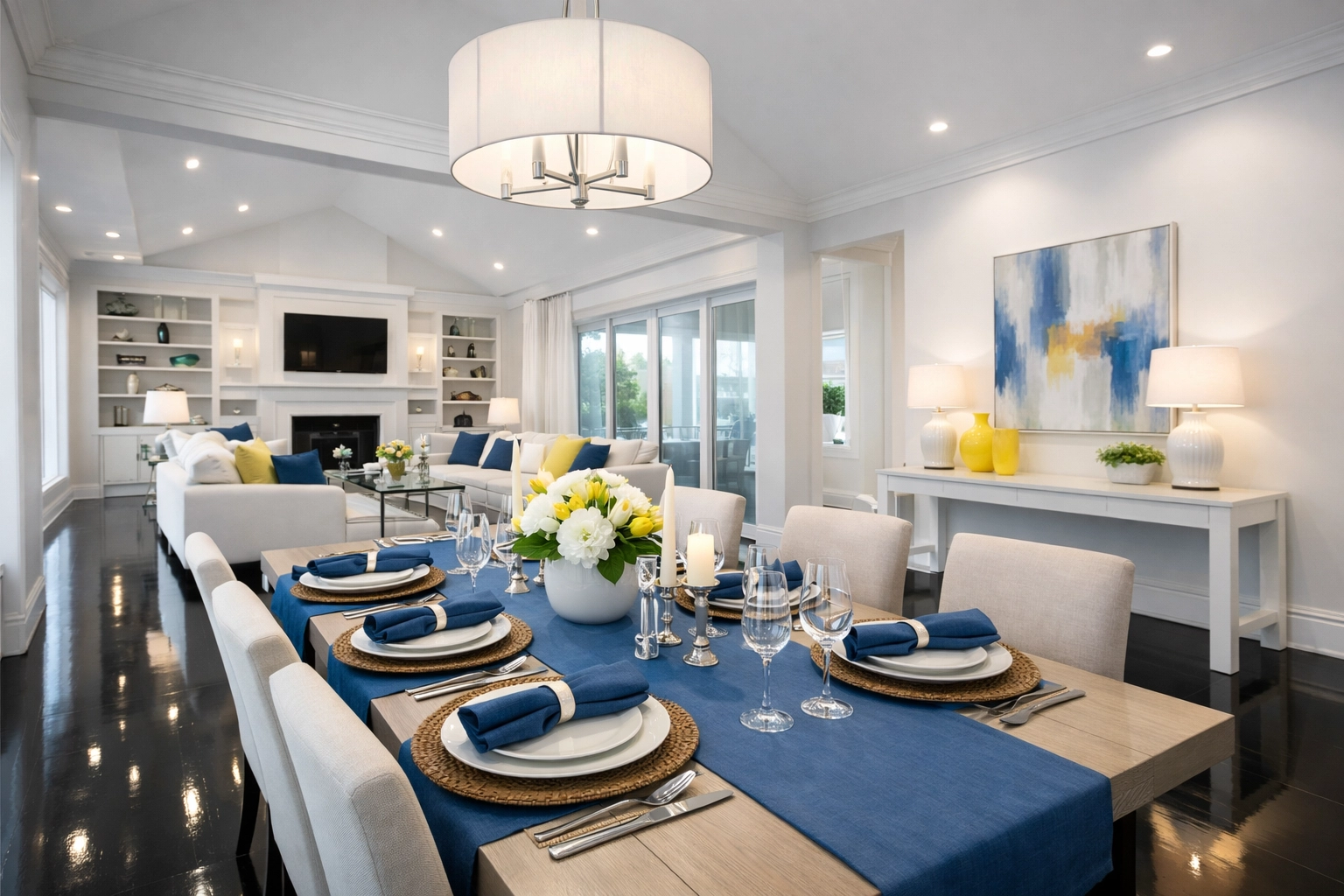 A spotless, high-end open-concept home layout achieved through expert residential cleaning in North Reading.