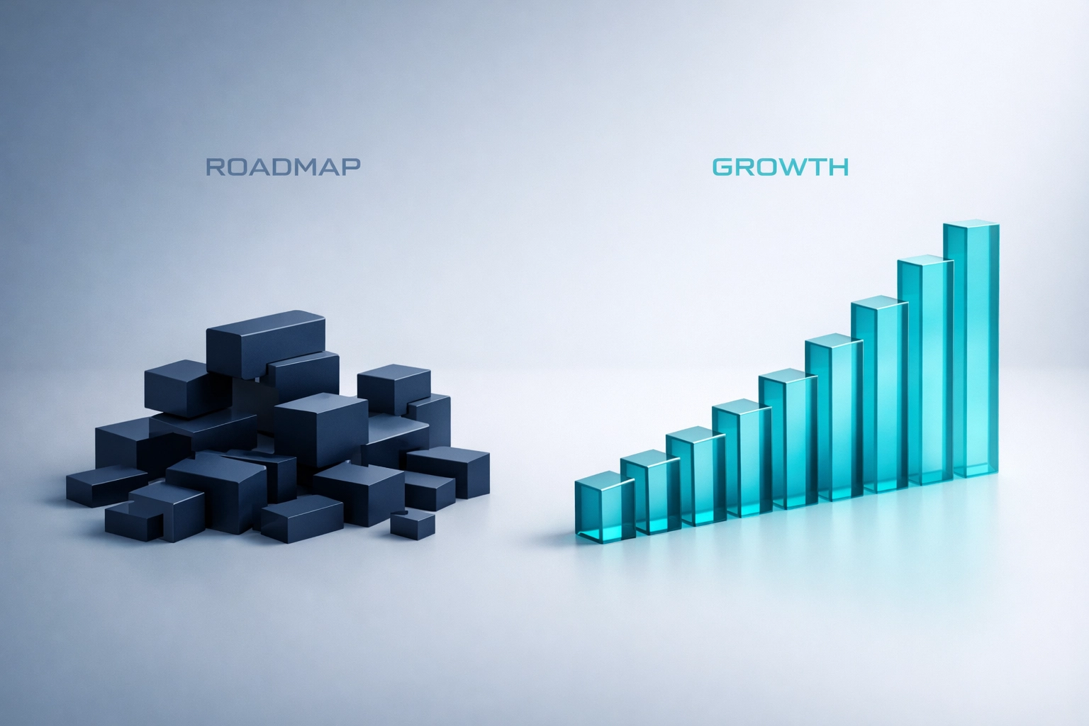 Data visualization showing project success and growth achieved through a structured software roadmap.