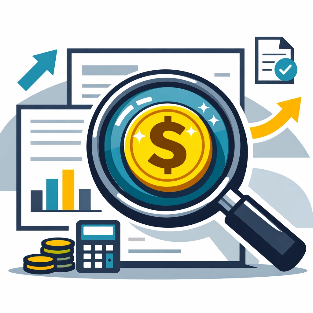 Magnifying glass finding hidden tax credits and rebates on a document to maximize a 2026 tax refund.