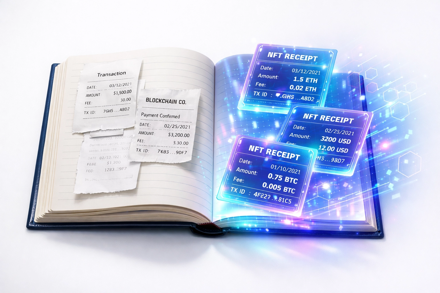 NFT receipt system transforming traditional paper accounting into blockchain-based digital transaction records