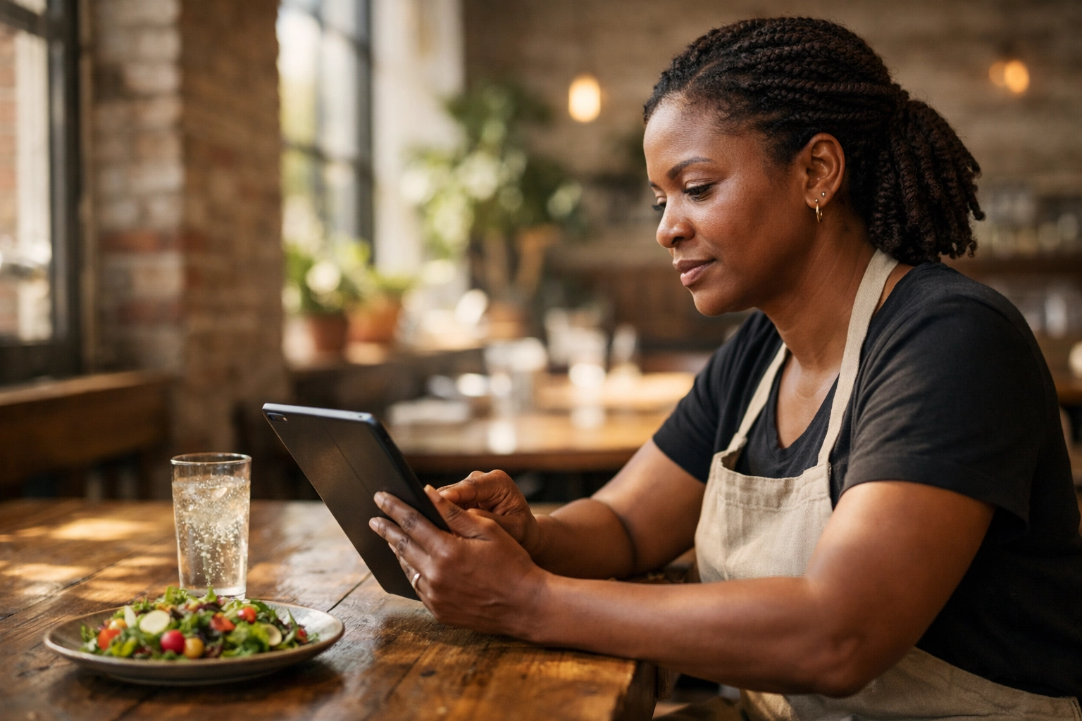Oakland restaurant owner reviewing data to optimize their restaurant prime cost and operational efficiency.