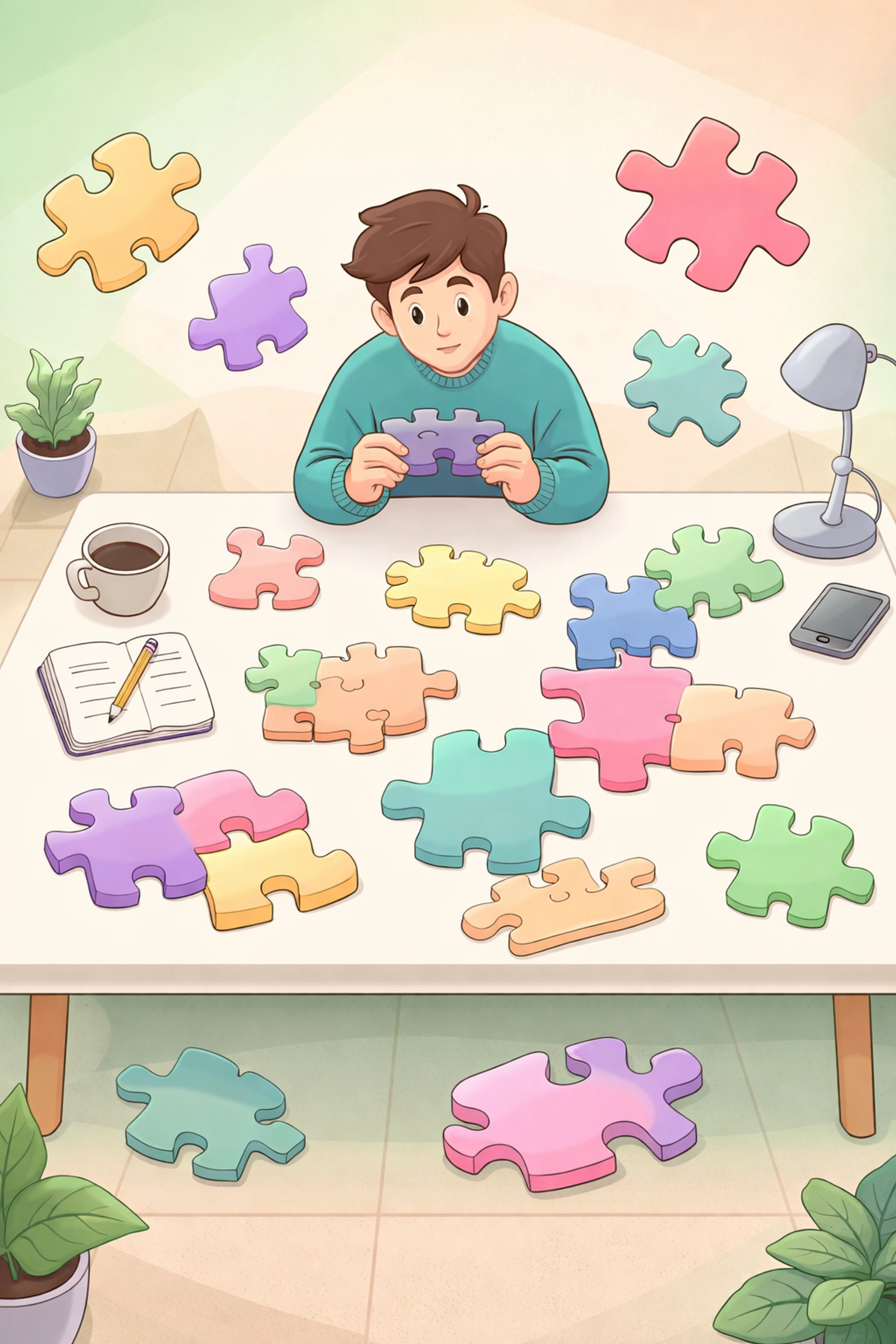 Person puzzled over mismatched puzzle pieces, representing the confusion of managing isolated business data.