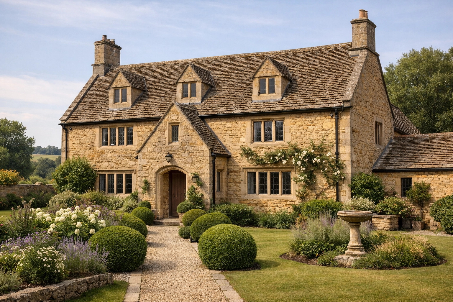 Historic Grade II listed stone cottage in the British countryside needing specialist building cover.