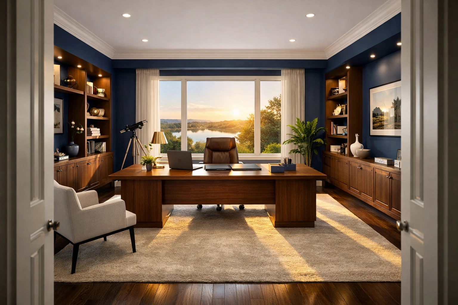 Pristine dust-free home office sanctuary in Natick MA maintained by weekly house cleaning Natick MA.