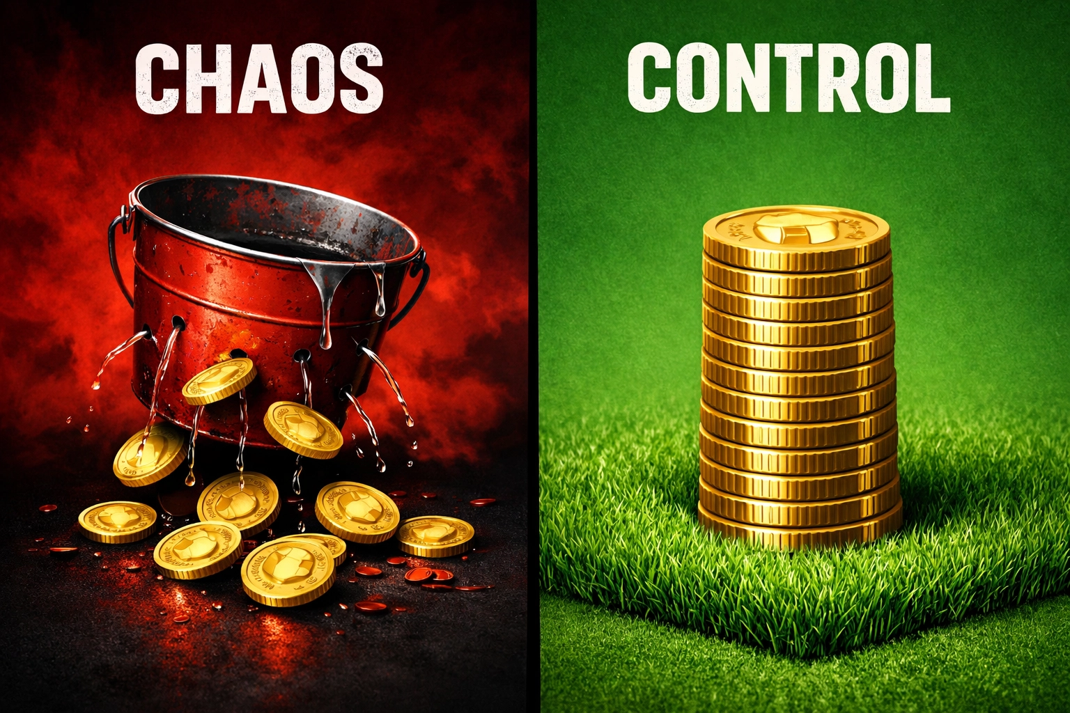 Why Most Punters Lose; a visual comparison between poor bankroll management and a disciplined, structured betting strategy.