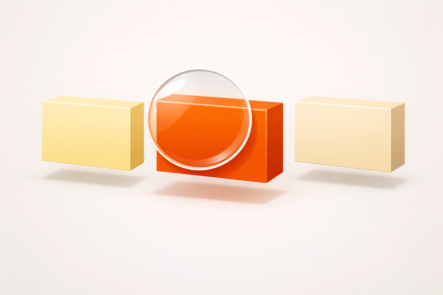 Geometric tiles with a highlight lens showing spot color verification and golden sample selection.